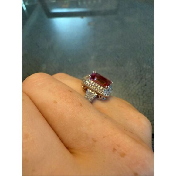 Pink Emerald cut Cz ring size 7 - Picture 7 of 10